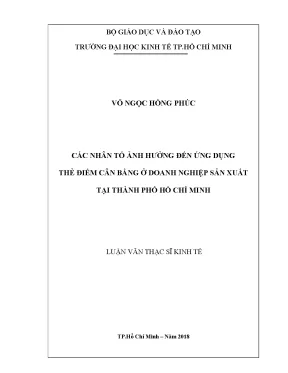 Những Nhân Tố Ảnh Hưởng Đến Ứng Dụng Thẻ Điểm Cân Bằng