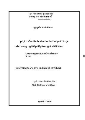 Phát triển dịch vụ cho thuê nhà ở tại khu công nghiệp