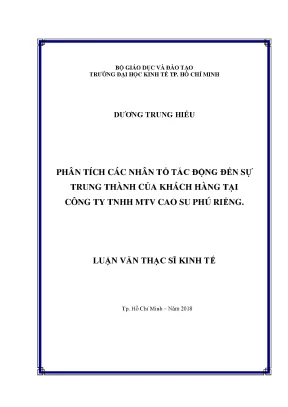 Phân Tích Nhân Tố Tác Động Đến Sự Trung Thành Của Khách