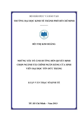 Những yếu tố quyết định chọn ngành tài chính ngân hàng
