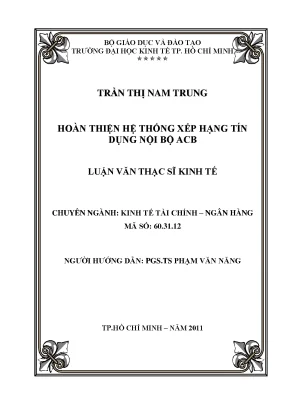 Luận văn: Xếp hạng tín dụng nội bộ tại ngân hàng ACB