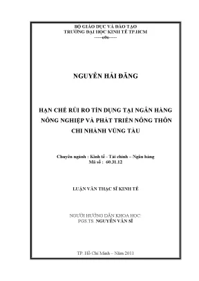 Giải pháp hạn chế rủi ro tín dụng tại ngân hàng nông