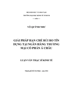 Giải pháp hạn chế rủi ro tín dụng tại Ngân hàng Á Châu