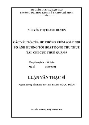 Ảnh hưởng của hệ thống kiểm soát nội bộ đến hoạt động