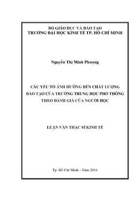 Yếu Tố Ảnh Hưởng Đến Chất Lượng Đào Tạo Trường Trung Học