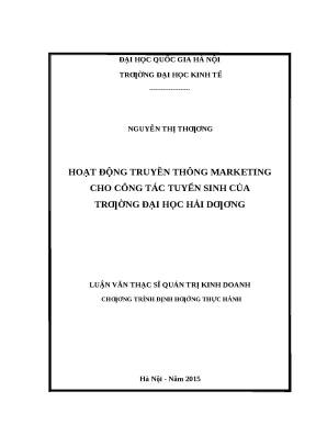 Hoạt động truyền thông marketing cho tuyển sinh tại Đại