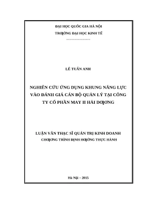 Nghiên cứu ứng dụng khung năng lực trong đánh giá cán bộ