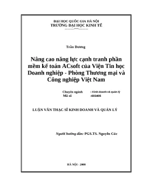 Nâng cao năng lực cạnh tranh phần mềm kế toán ACsoft tại 