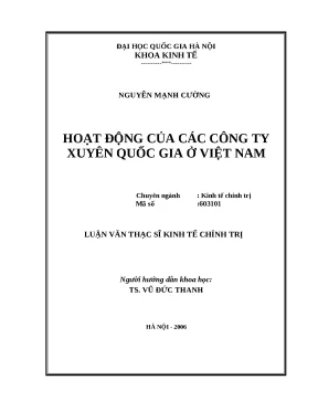 Hoạt động của các công ty xuyên quốc gia tại Việt Nam: