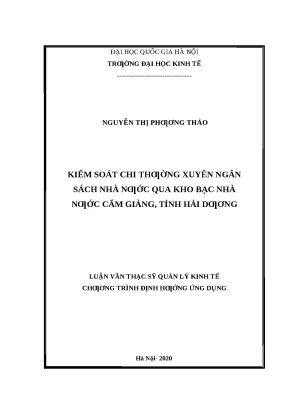 Luận văn: Kiểm soát chi thường xuyên NSNN tại Cẩm Giàng