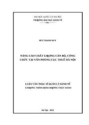 Nâng cao chất lượng cán bộ công chức tại Cục Thuế Hà Nội