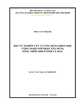 Luận văn KH&CN xây dựng nông thôn mới ở Cà Mau (UEH)