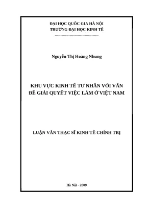 Giải quyết việc làm qua phát triển khu vực kinh tế tư