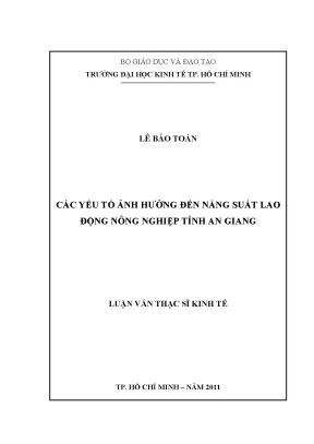 Các yếu tố ảnh hưởng đến năng suất lao động nông nghiệp