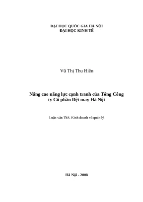 Nâng Cao Năng Lực Cạnh Tranh Tổng Công Ty Cổ Phần Dệt 