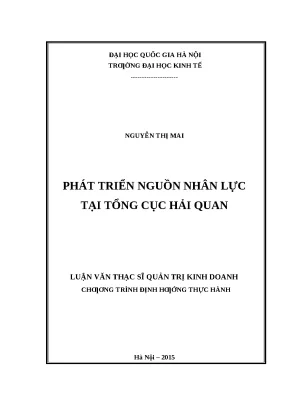 Phát Triển Nguồn Nhân Lực Tại Tổng Cục Hải Quan: Nghiên