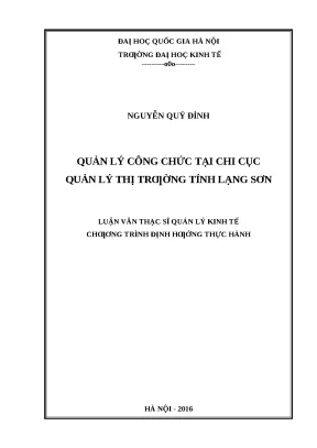 Quản Lý Công Chức Tại Chi Cục Quản Lý Thị Trường Tỉnh