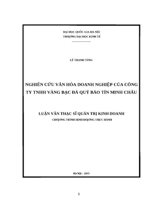 Luận văn: Văn hóa doanh nghiệp Bảo Tín Minh Châu