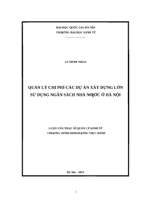 Quản lý chi phí dự án xây dựng lớn sử dụng ngân sách nhà