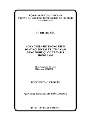 Hoàn thiện hệ thống kiểm soát nội bộ tại trường cao đẳng