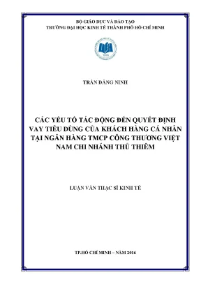 Các yếu tố ảnh hưởng đến quyết định vay tiêu dùng của