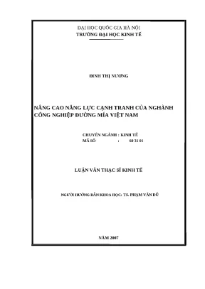 Nâng cao năng lực cạnh tranh ngành công nghiệp đường mía