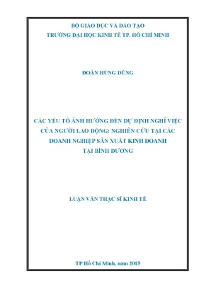 Các yếu tố ảnh hưởng đến ý định nghỉ việc của người lao