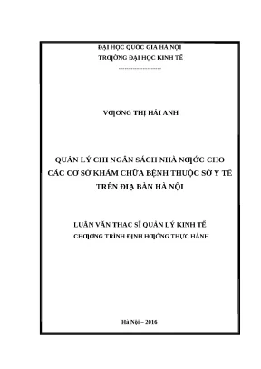Quản lý chi ngân sách nhà nước cho bệnh viện tại Hà Nội