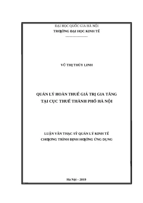 Quản lý hoàn thuế GTGT tại Cục Thuế Hà Nội: Nghiên cứu