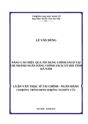 Tín dụng chính sách NHCSXH Hà Nam: Luận văn thạc sĩ