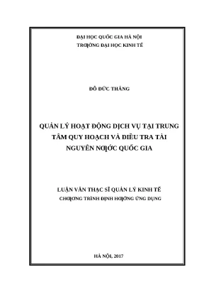 Quản lý dịch vụ tại Trung tâm Quy hoạch và Điều tra Tài