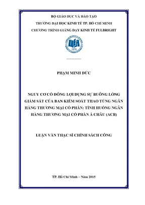 Nguy cơ cổ đông thao túng ngân hàng ACB qua sự buông