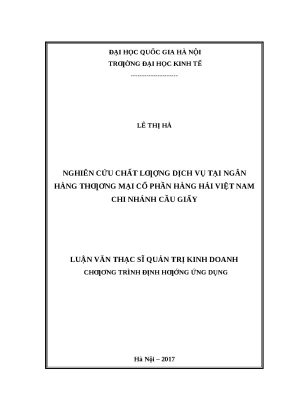 Luận văn chất lượng dịch vụ ngân hàng MSB Cầu Giấy