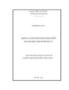 Luận văn: Quản lý chi ngân sách tại KBNN Ba Vì