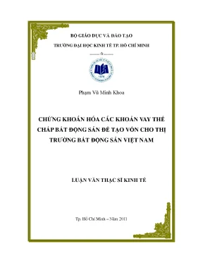 Chứng khoán hóa khoản vay BĐS tạo vốn: Luận văn thạc sĩ