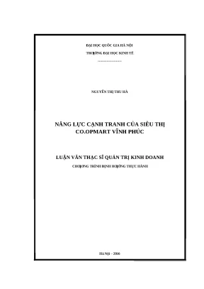 Năng Lực Cạnh Tranh Siêu Thị Co.opmart Vĩnh Phúc: Phân