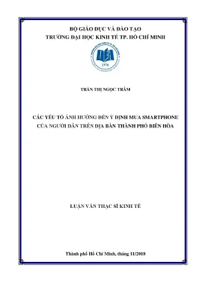 Các yếu tố ảnh hưởng đến ý định mua smartphone tại Biên Hòa