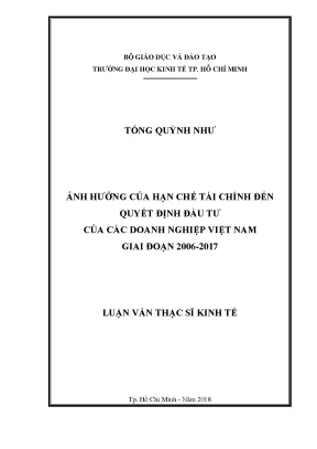 Ảnh Hưởng Của Hạn Chế Tài Chính Đến Quyết Định Đầu Tư