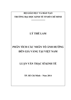 Phân Tích Các Nhân Tố Ảnh Hưởng Đến Giá Vàng Tại Việt Nam
