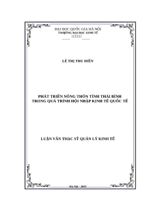 Phát triển nông thôn tỉnh Thái Bình trong bối cảnh hội