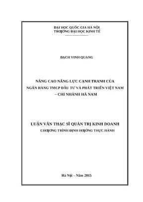 Nâng cao năng lực cạnh tranh của BIDV Hà Nam