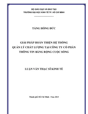 Giải pháp hoàn thiện hệ thống quản lý chất lượng tại