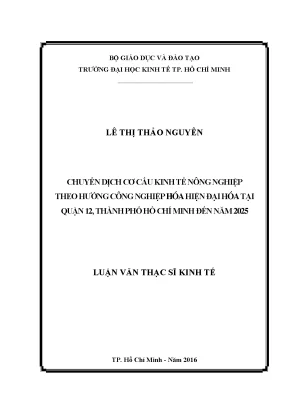 Chuyển dịch cơ cấu kinh tế nông nghiệp tại quận 12, TP.