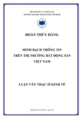 Minh Bạch Thông Tin Trên Thị Trường Bất Động Sản Việt Nam