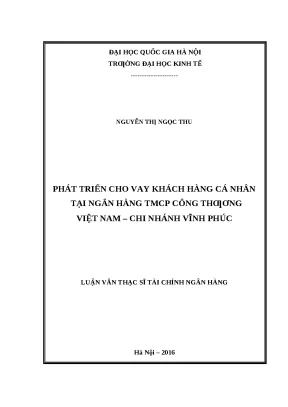 Luận văn: Phát triển cho vay cá nhân tại Vietinbank Vĩnh