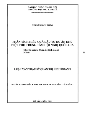 Luận văn: Phân tích hiệu quả dự án biệt thự TTHN Quốc Gia