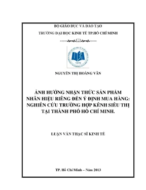 Ảnh Hưởng Nhận Thức Sản Phẩm Nhãn Hiệu Riêng Đến Ý Định