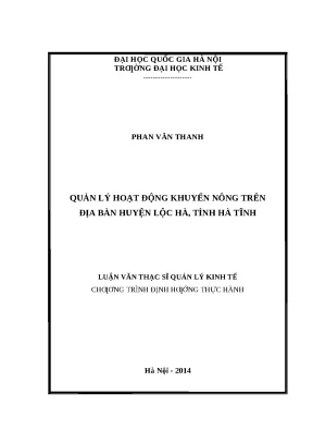 Quản Lý Hoạt Động Khuyến Nông Tại Huyện Lộc Hà, Tỉnh Hà Tĩnh