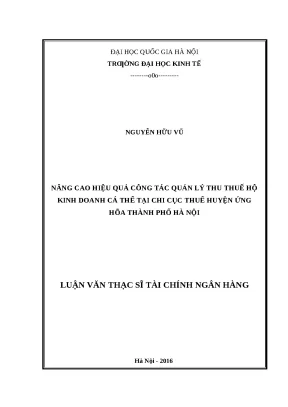 Nâng cao hiệu quả quản lý thu thuế hộ kinh doanh cá thể