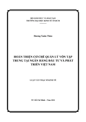 Luận văn: Hoàn thiện cơ chế quản lý vốn tại BIDV